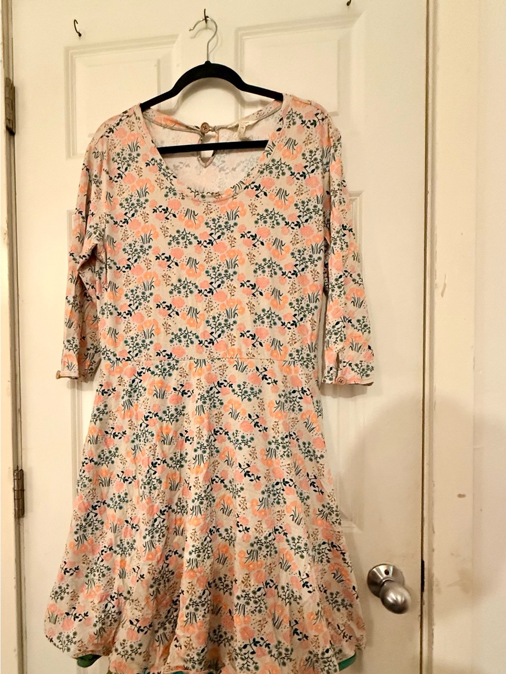 Matilda Jane Floral Peach & Green Women’s Scoop Neck Teacher Dress
